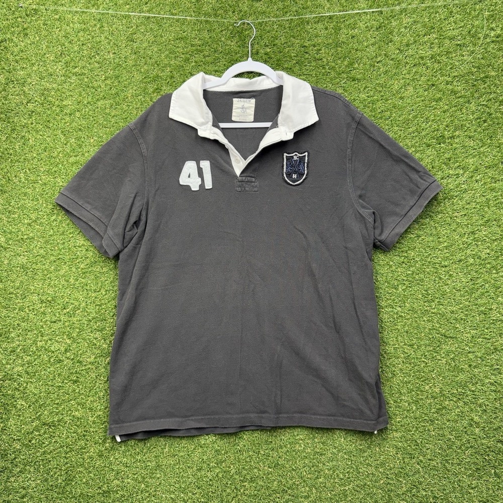 Vintage J Crew Polo Shirt Mens XL Gray Rugby Short Sleeve Oarsman Retro 41